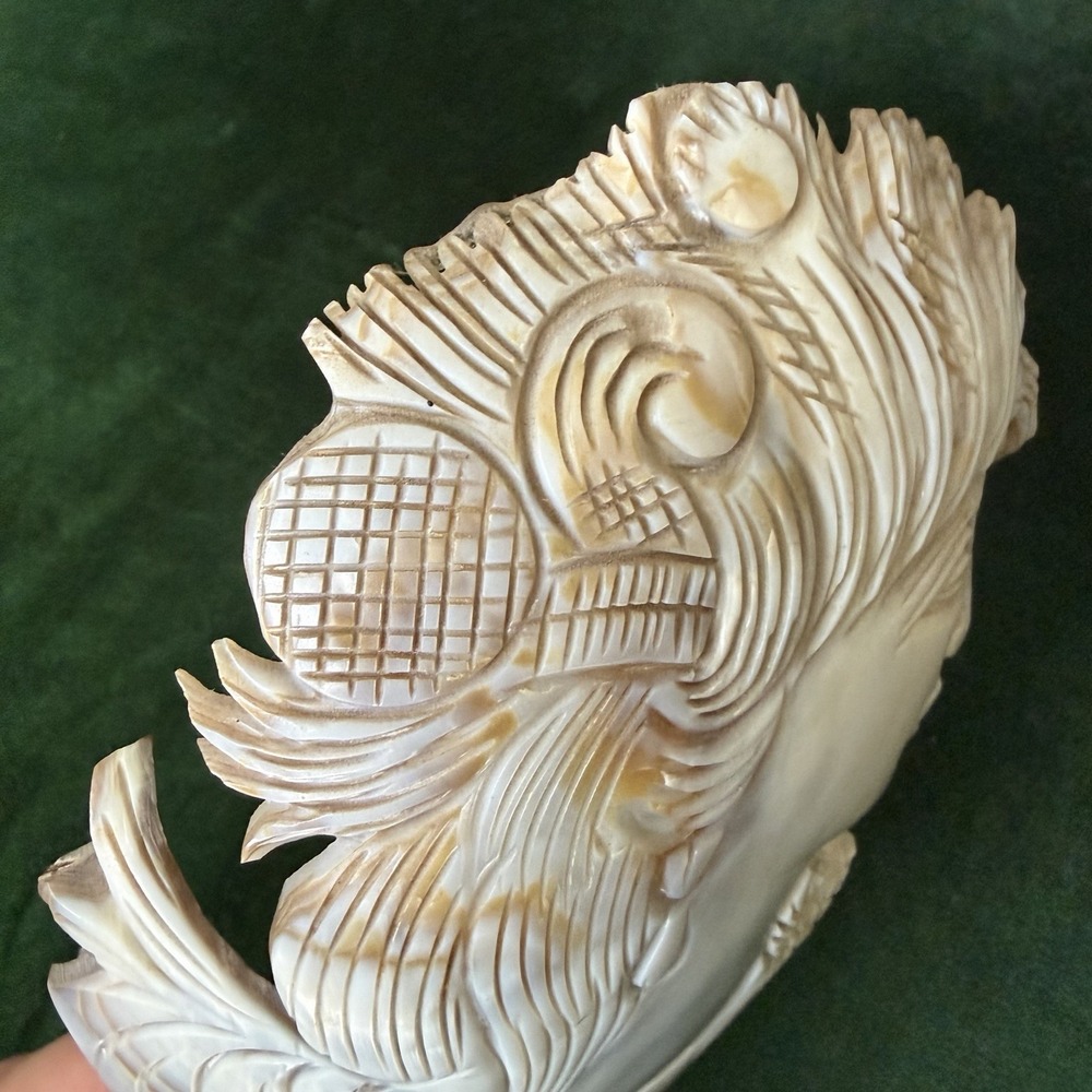 Antique Hand Carved Mother Of Pearl Shell Cameo Large 6-1/2" x 4" Woman Figure - Picture 12 of 15